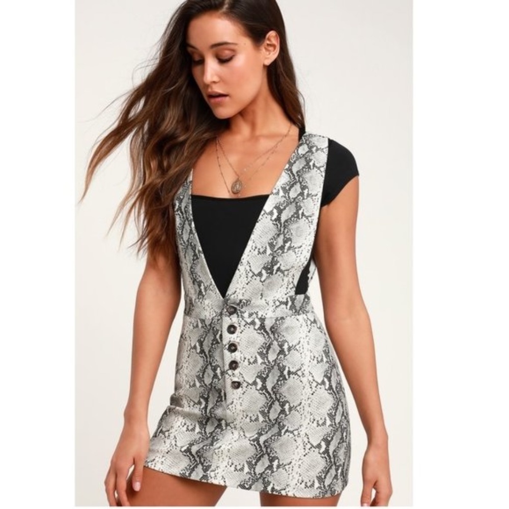 Honey Punch Deep V Neck Snake Print Dress